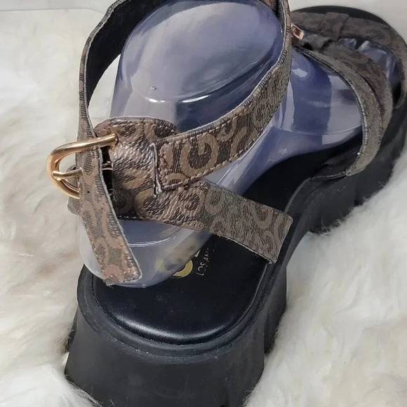 G by GUESS Womens 8.5 Platform 90s 2000s Brown Lug Chunky Sandal Retro Preppy - Picture 4 of 12